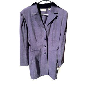 NWT Amanda Smith Purple Long Blazer Dress Size 10 Button-Up Front